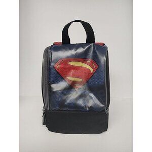 SUPERMAN/BATMAN LUNCHBOX WITH CAPE 2 SIDED 2 ZIPPERED Compartments Thermos brand